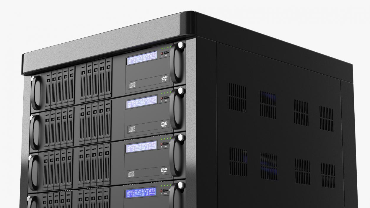 Server Rack Cabinet Filled with Server Units 3D model