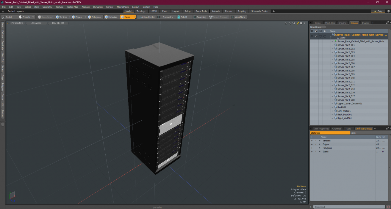 Server Rack Cabinet Filled with Server Units 3D model