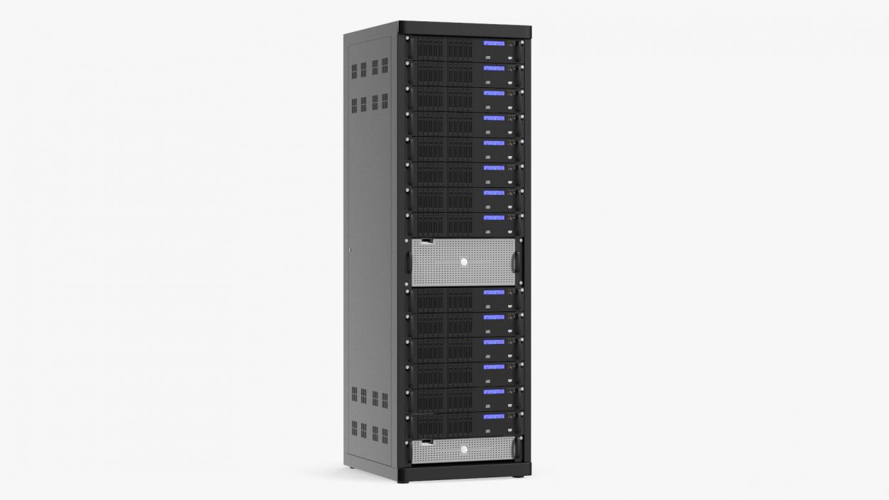 Server Rack Cabinet Filled with Server Units 3D model