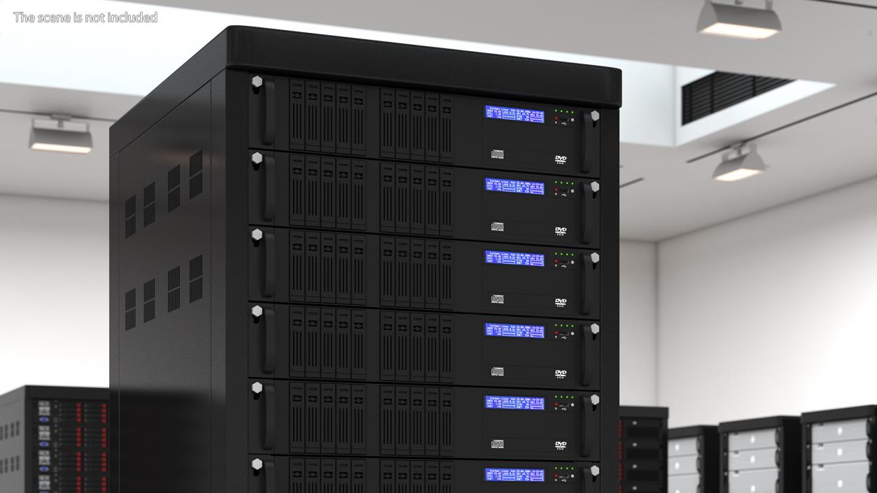 Server Rack Cabinet Filled with Server Units 3D model