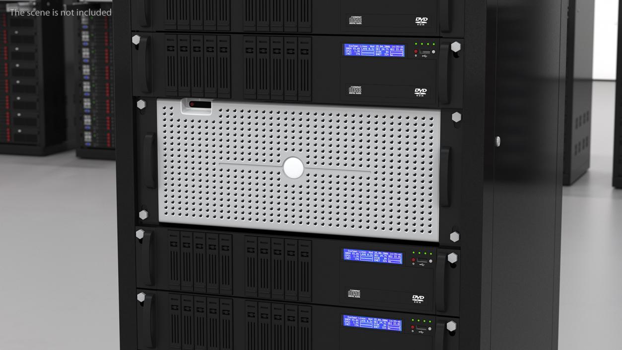 Server Rack Cabinet Filled with Server Units 3D model