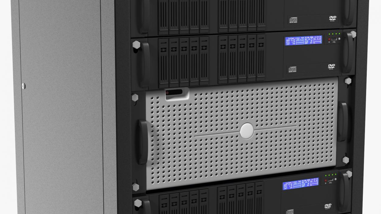 Server Rack Cabinet Filled with Server Units 3D model