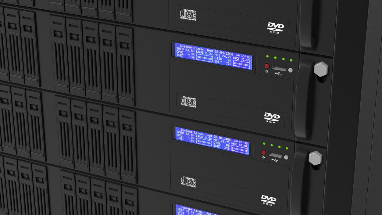 Server Rack Cabinet Filled with Server Units 3D model