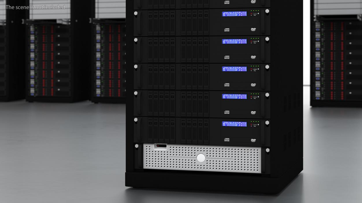 Server Rack Cabinet Filled with Server Units 3D model