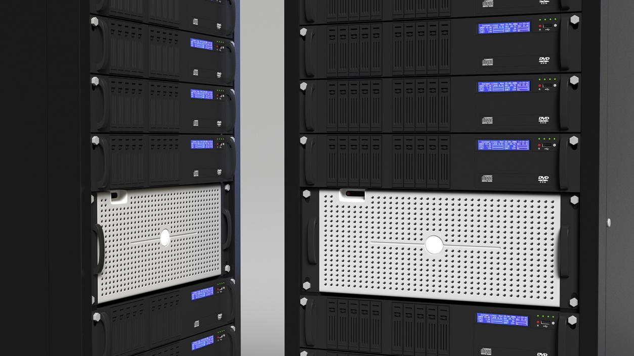 Server Rack Cabinet Filled with Server Units 3D model