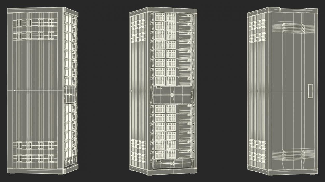 Server Rack Cabinet Filled with Server Units 3D model