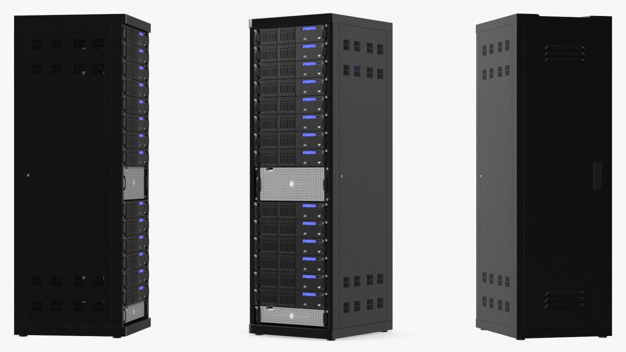 Server Rack Cabinet Filled with Server Units 3D model