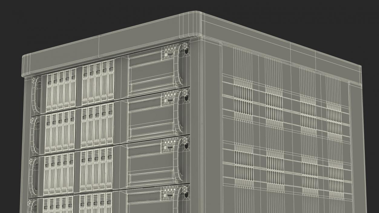 Server Rack Cabinet Filled with Server Units 3D model