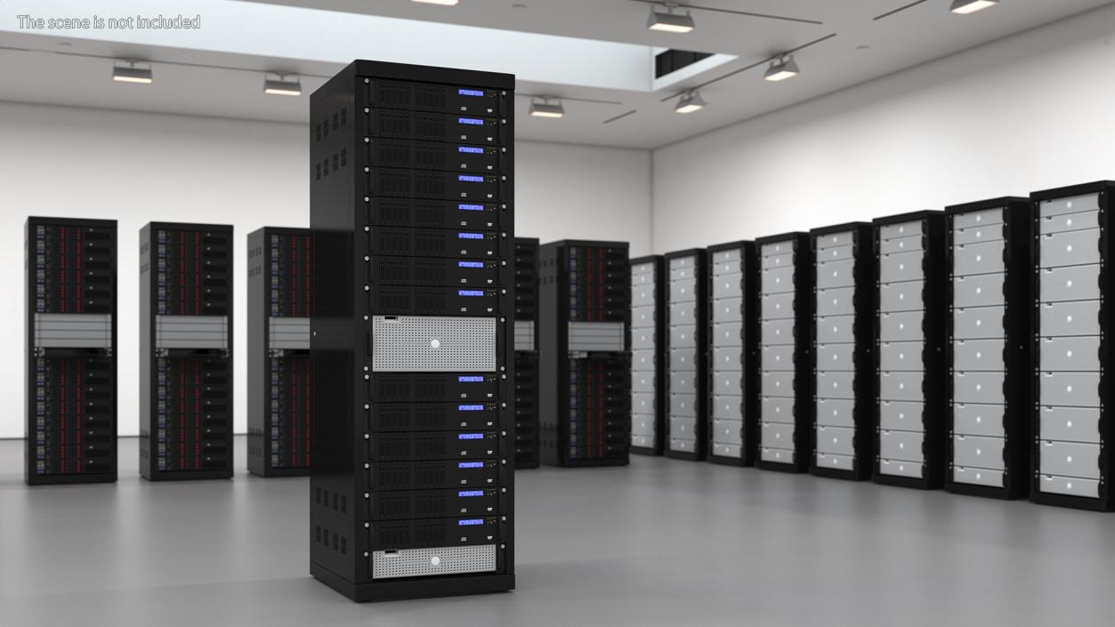 Server Rack Cabinet Filled with Server Units 3D model