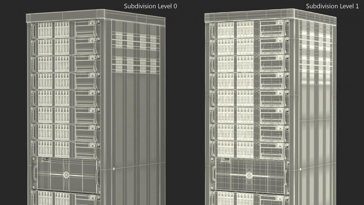 Server Rack Cabinet Filled with Server Units 3D model