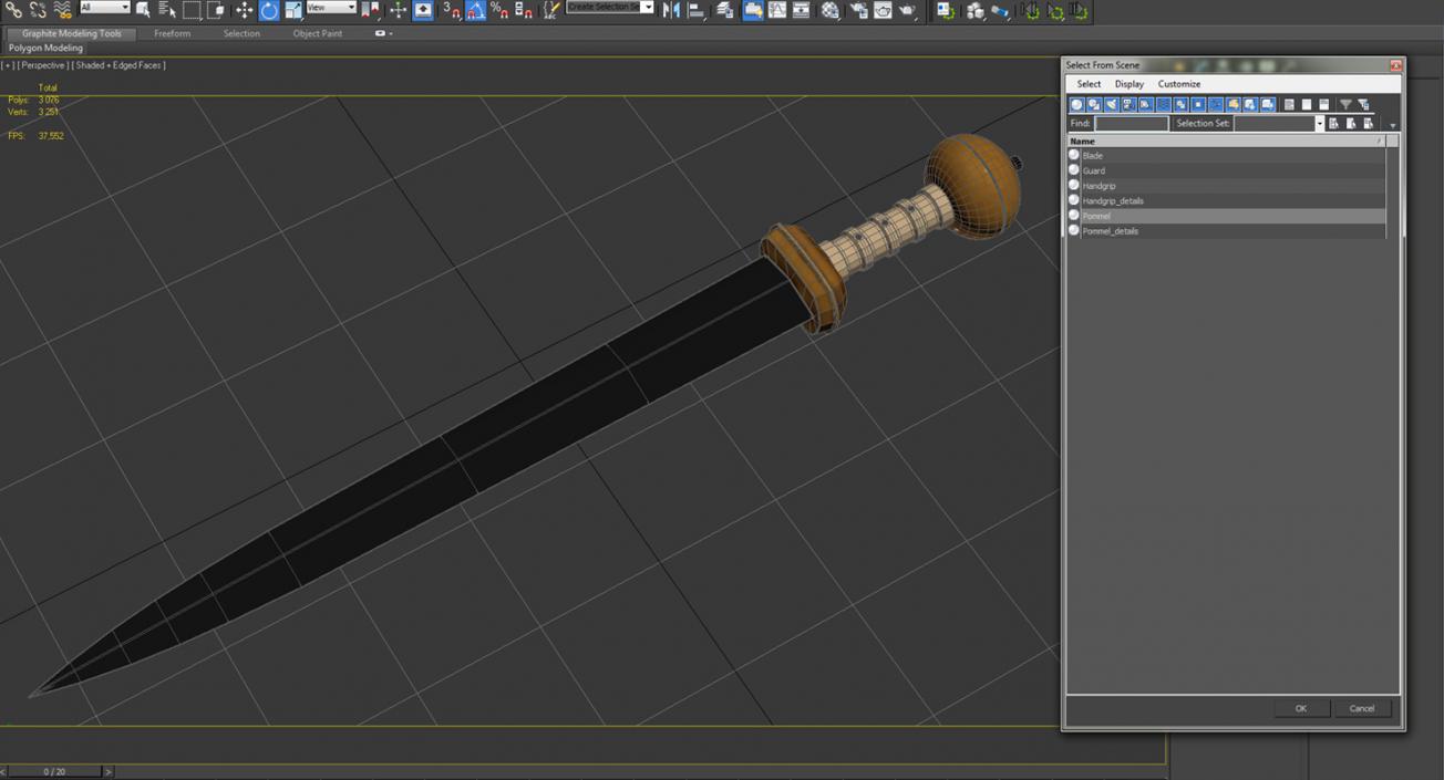 3D Roman Battle Gladius Sword