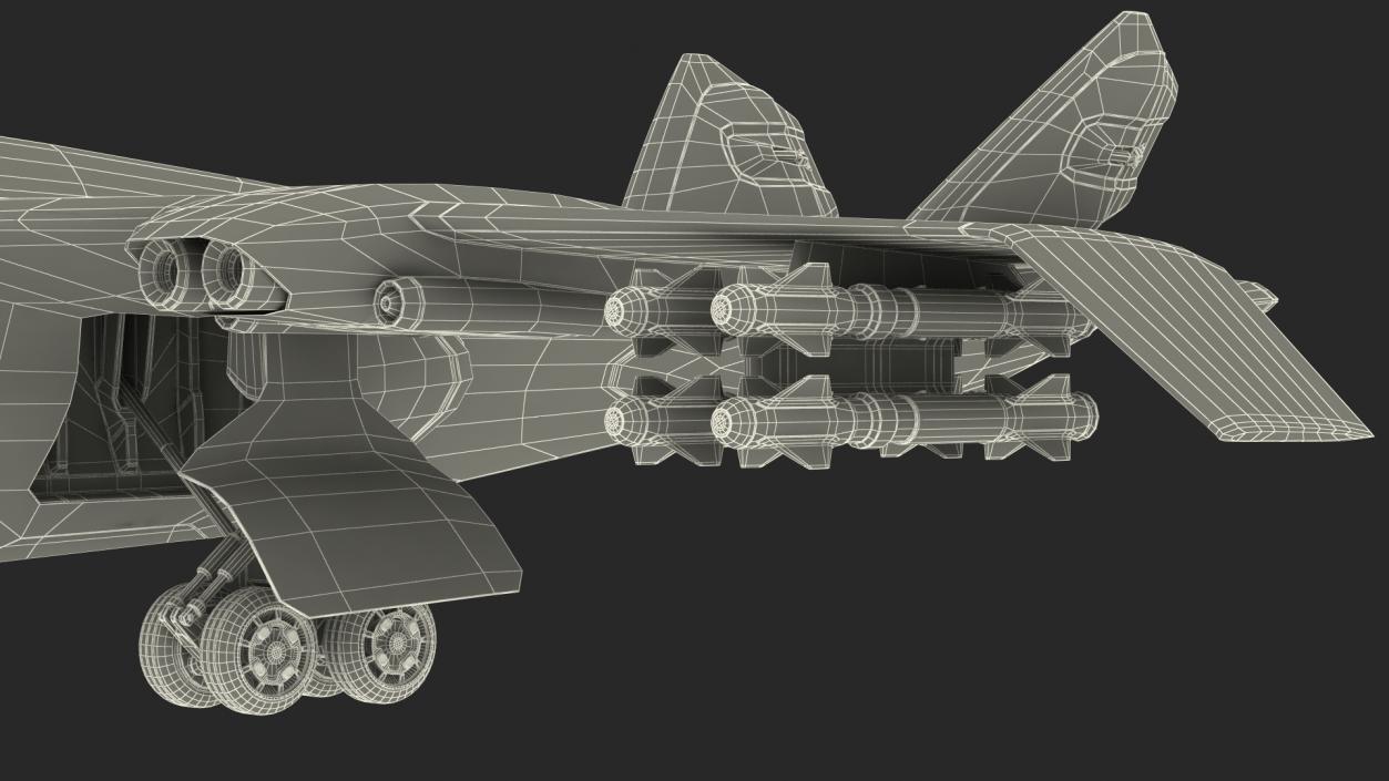 Futuristic Military Fighter Jet White Rigged 3D model