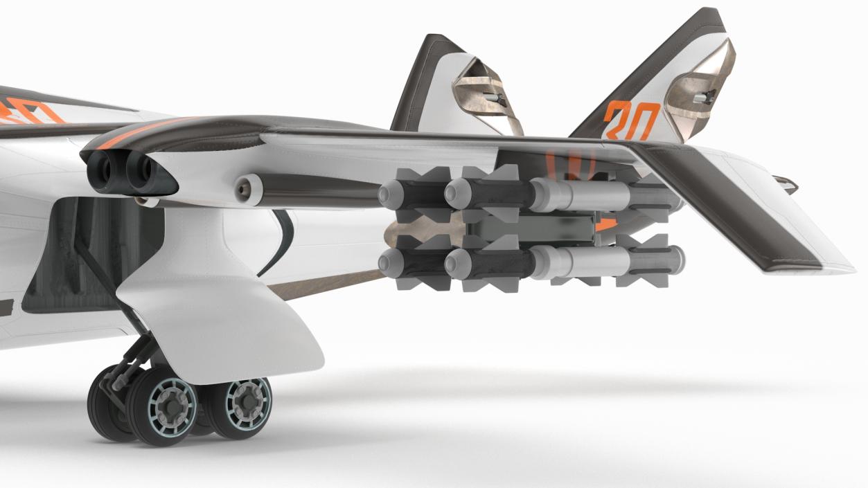 Futuristic Military Fighter Jet White Rigged 3D model