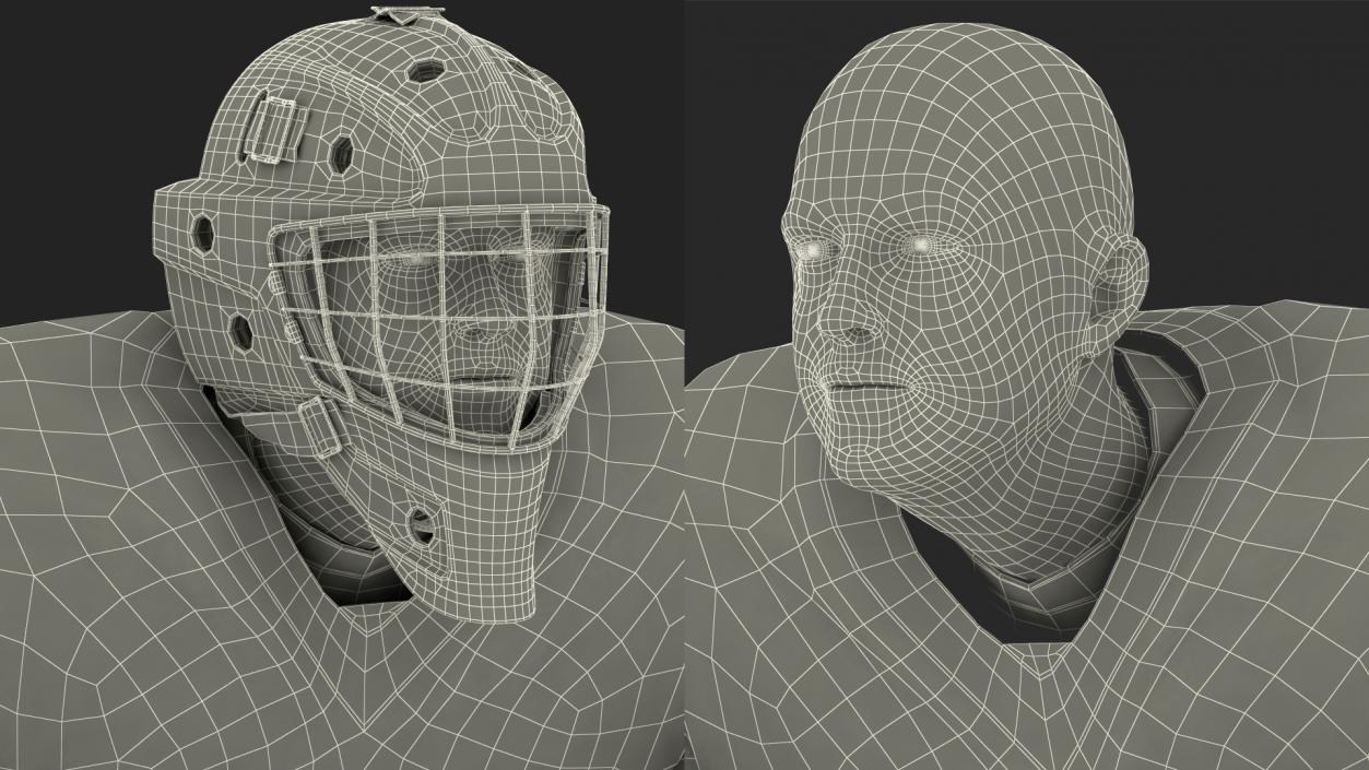 Hockey Goalkeeper Fully Equipped Attention Pose 3D