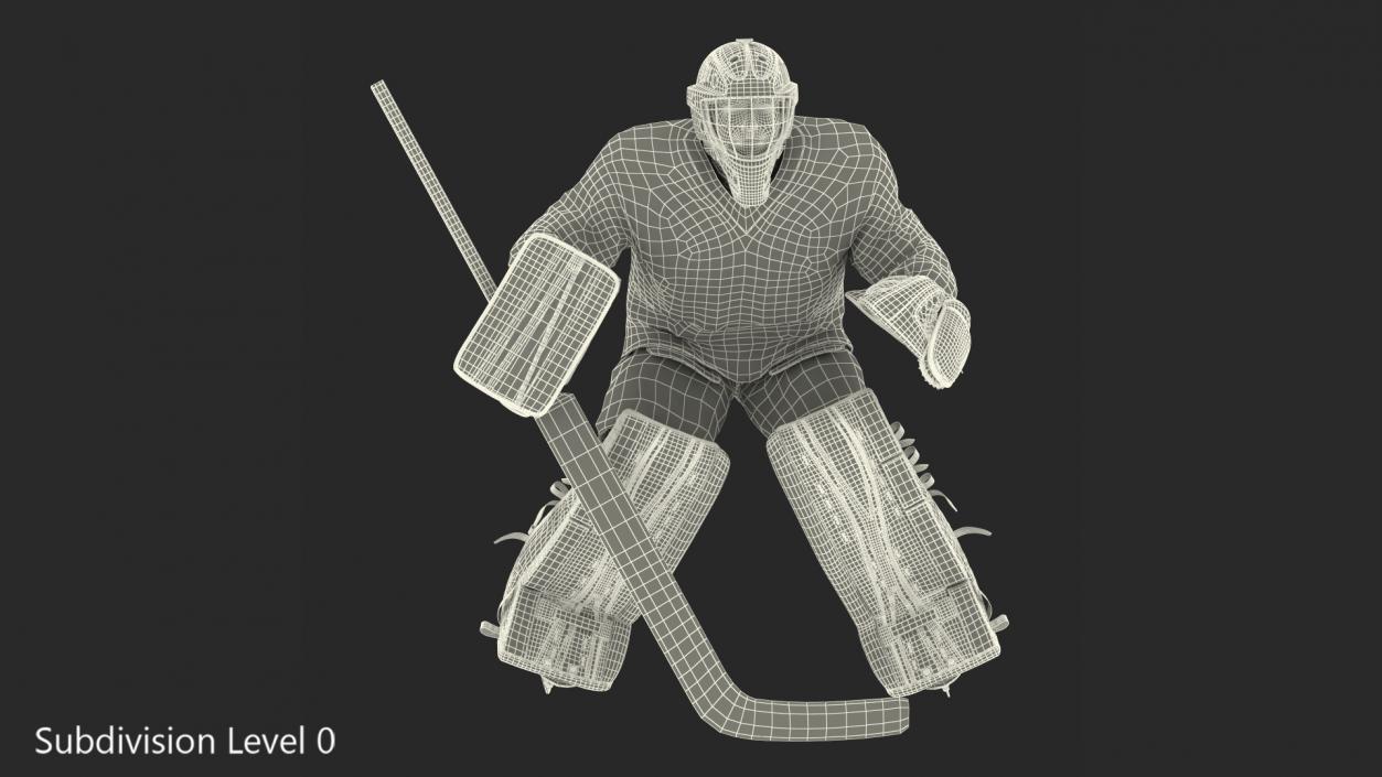 Hockey Goalkeeper Fully Equipped Attention Pose 3D