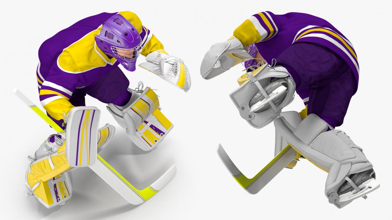 Hockey Goalkeeper Fully Equipped Attention Pose 3D