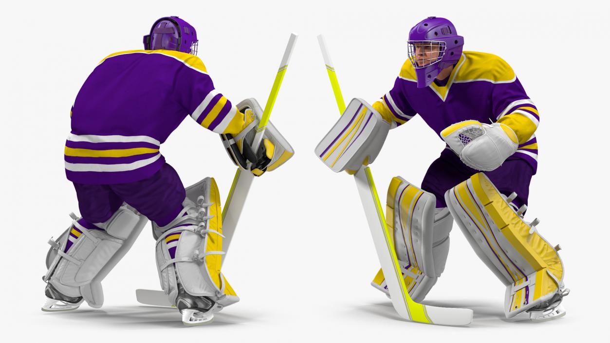 Hockey Goalkeeper Fully Equipped Attention Pose 3D