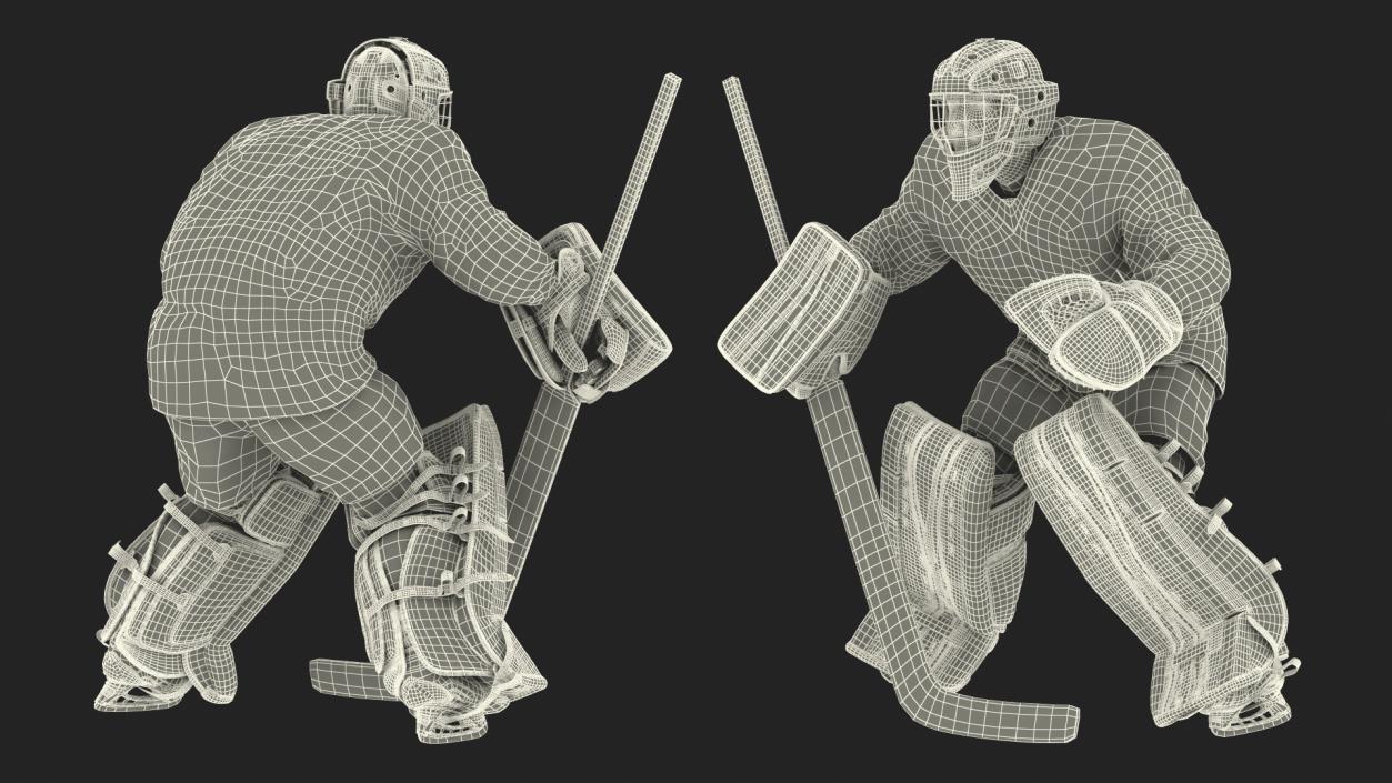 Hockey Goalkeeper Fully Equipped Attention Pose 3D