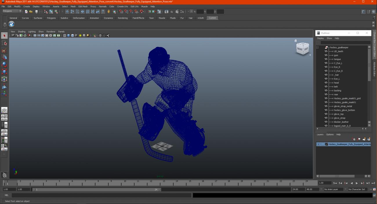 Hockey Goalkeeper Fully Equipped Attention Pose 3D