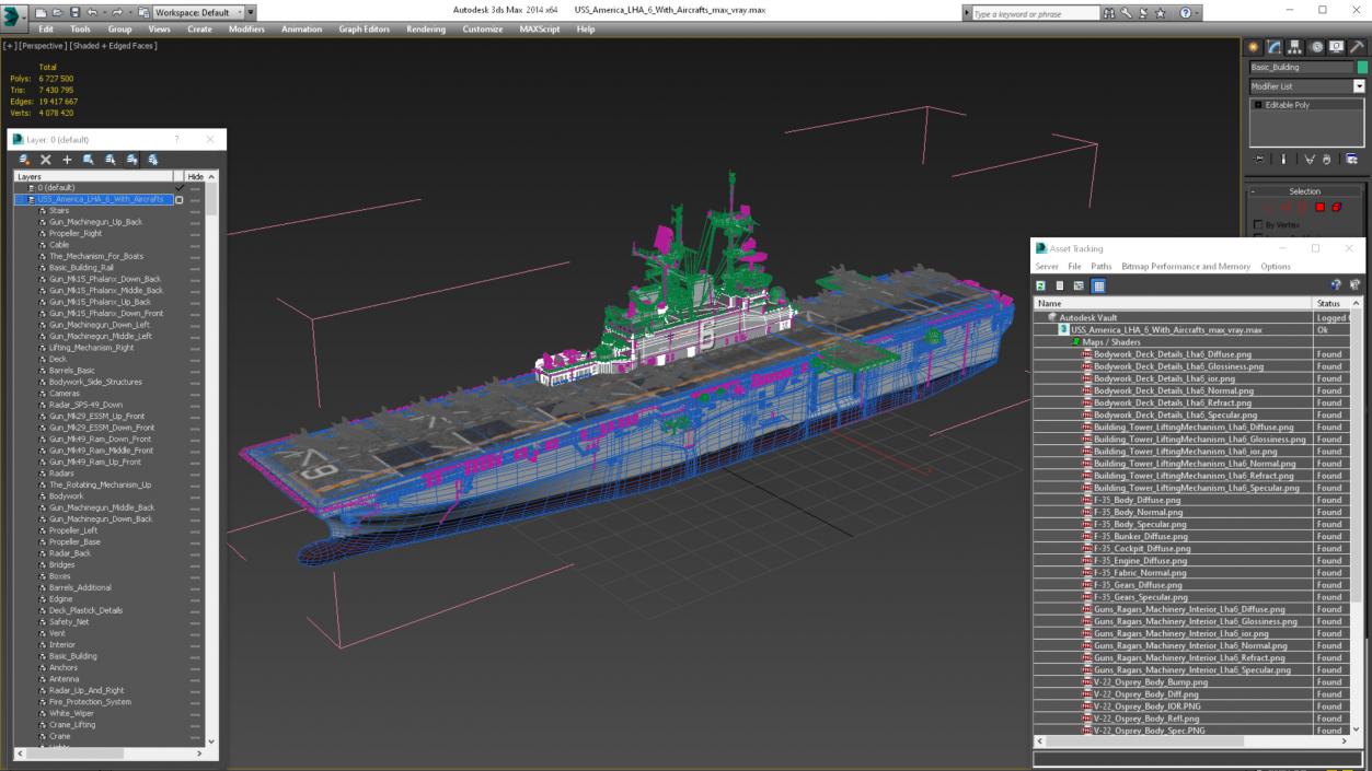 USS America LHA 6 with Aircrafts 3D