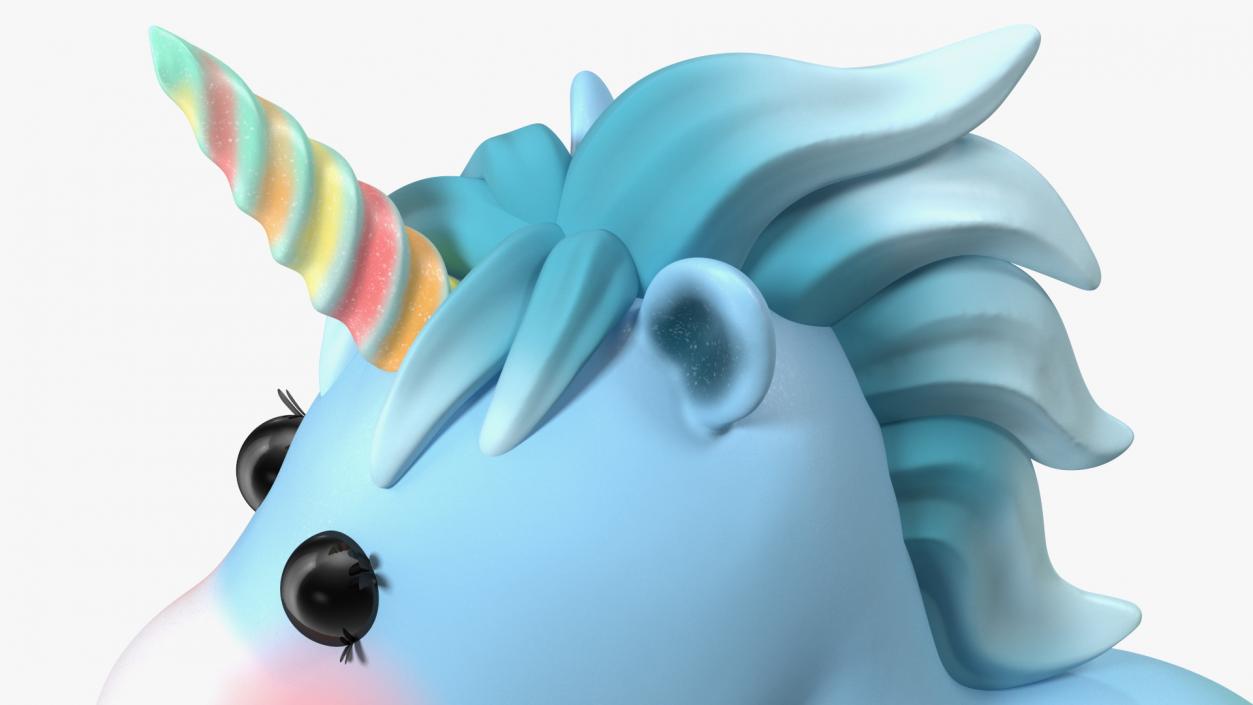 3D Blue Cartoon Unicorn Neutral Pose model