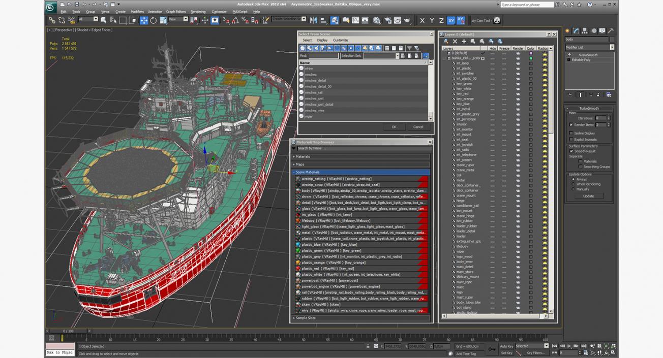 Asymmetric Icebreaker Baltika Oblique 3D