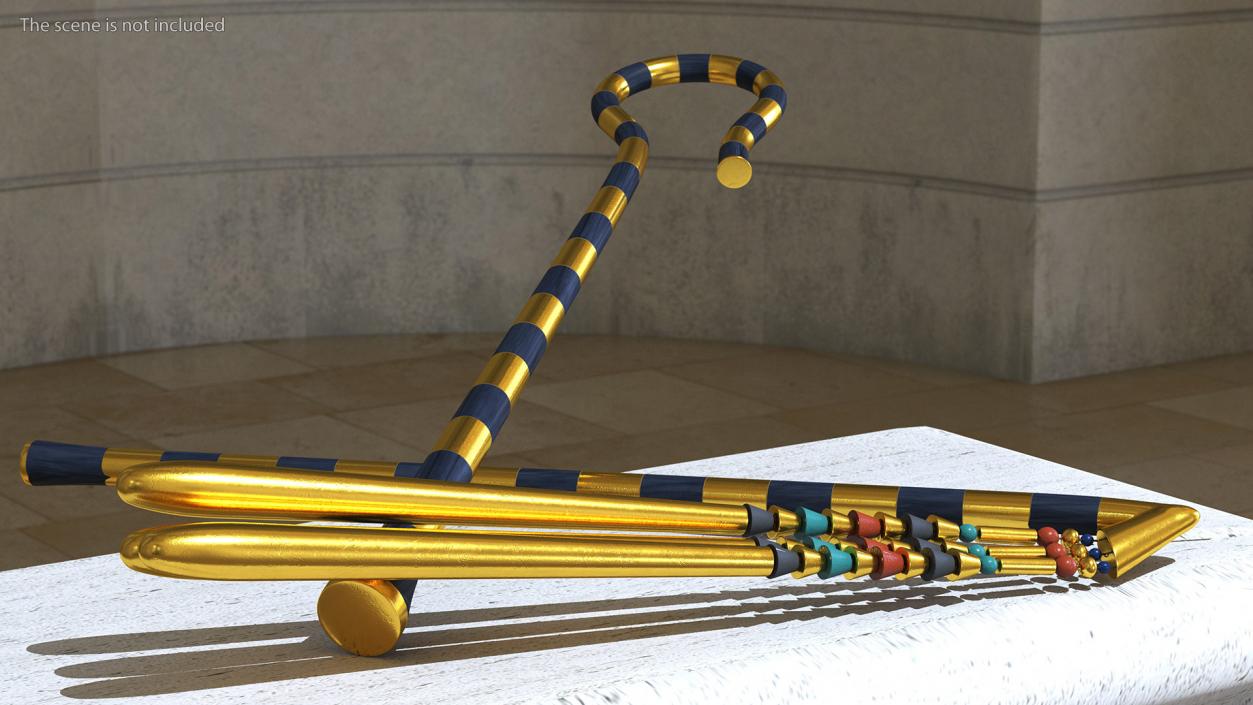 3D model Egyptian Heka and Nekhakha Sceptres