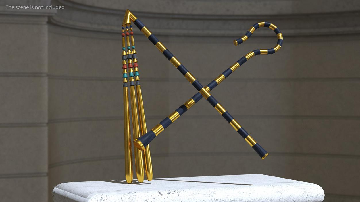 3D model Egyptian Heka and Nekhakha Sceptres