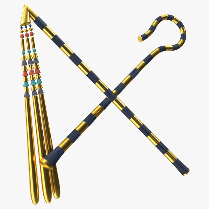 3D model Egyptian Heka and Nekhakha Sceptres