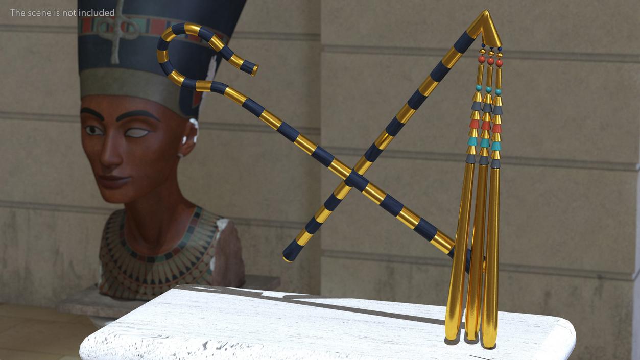 3D model Egyptian Heka and Nekhakha Sceptres