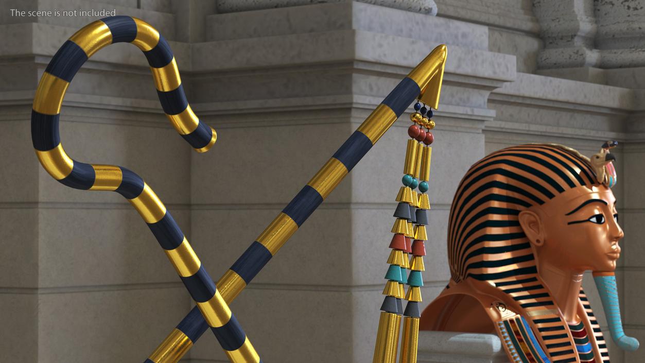 3D model Egyptian Heka and Nekhakha Sceptres