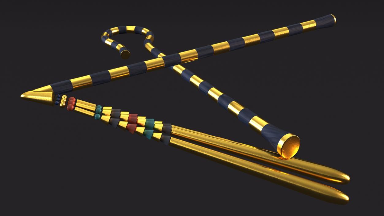 3D model Egyptian Heka and Nekhakha Sceptres