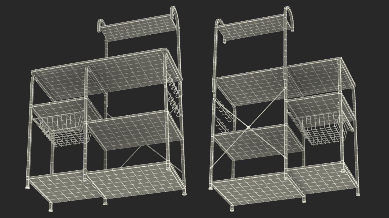 3D Multipurpose Kitchen Bakers Rack Black model