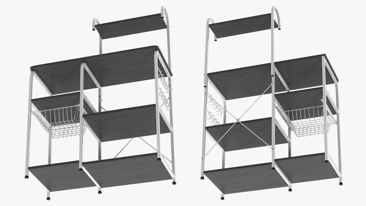 3D Multipurpose Kitchen Bakers Rack Black model