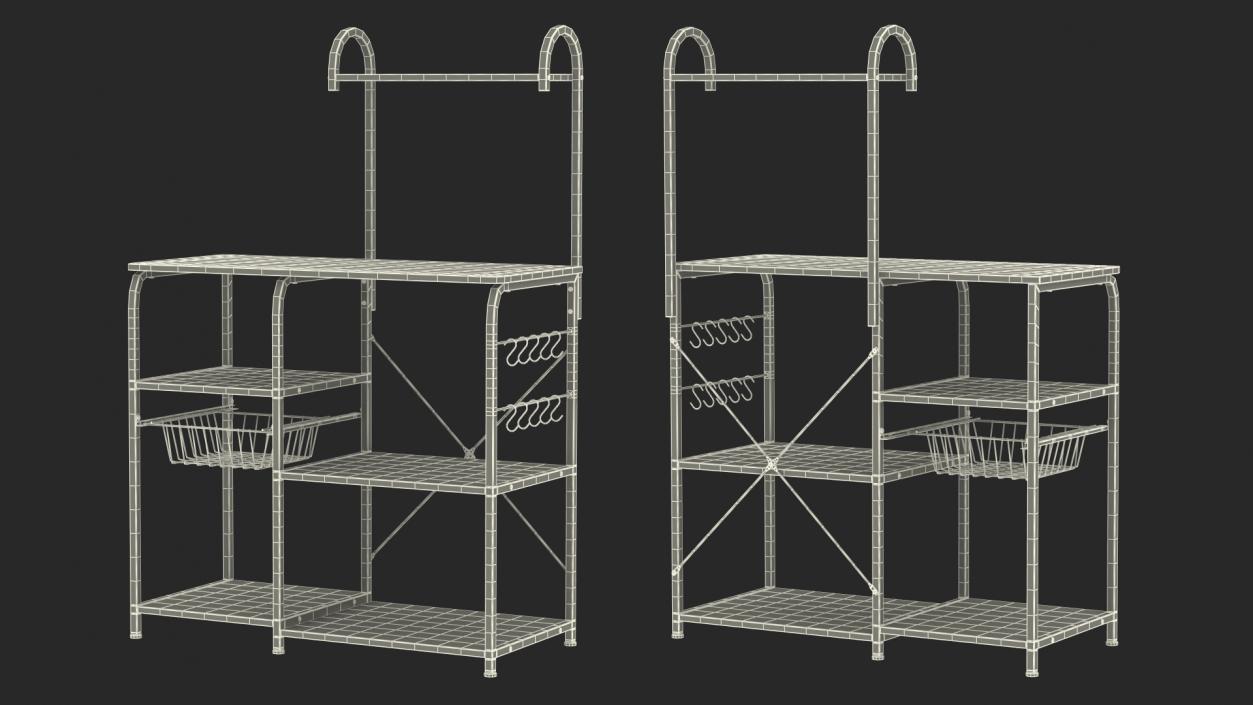 3D Multipurpose Kitchen Bakers Rack Black model