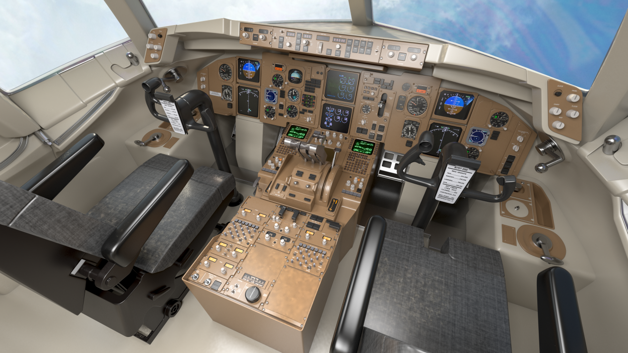 3D Commercial Airplane Pilot Cockpit model