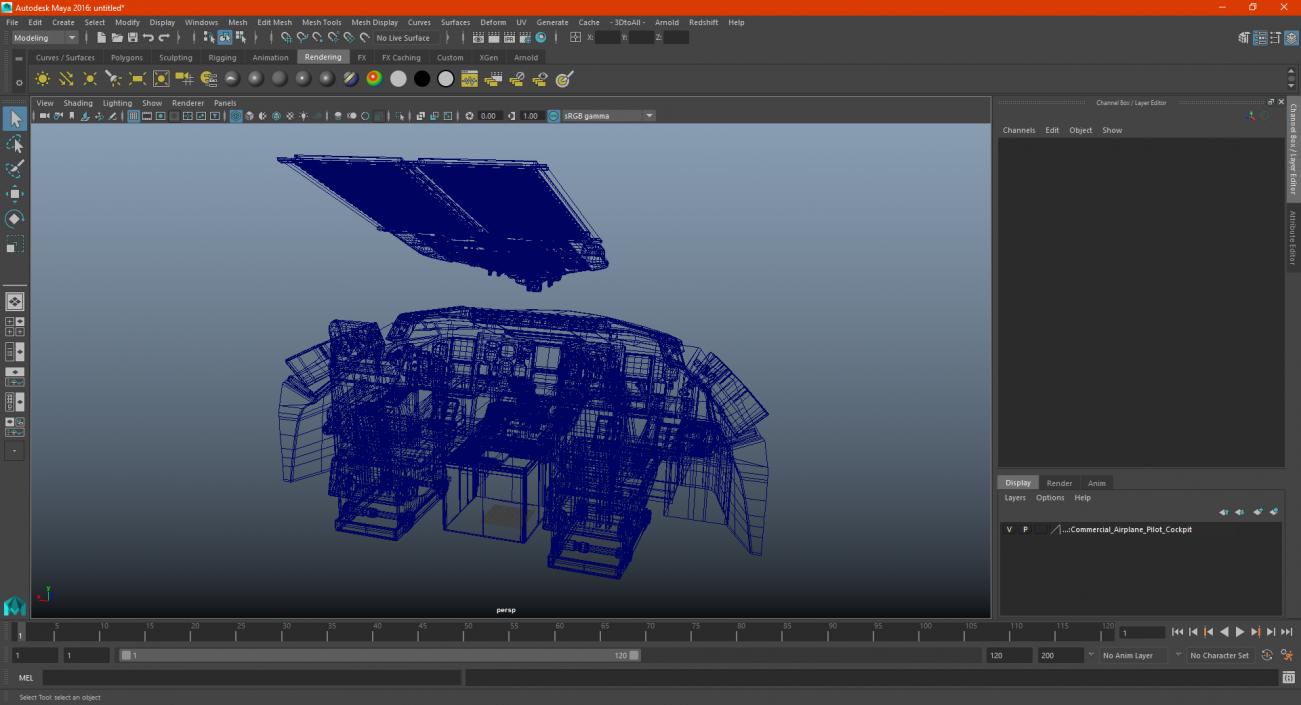 3D Commercial Airplane Pilot Cockpit model