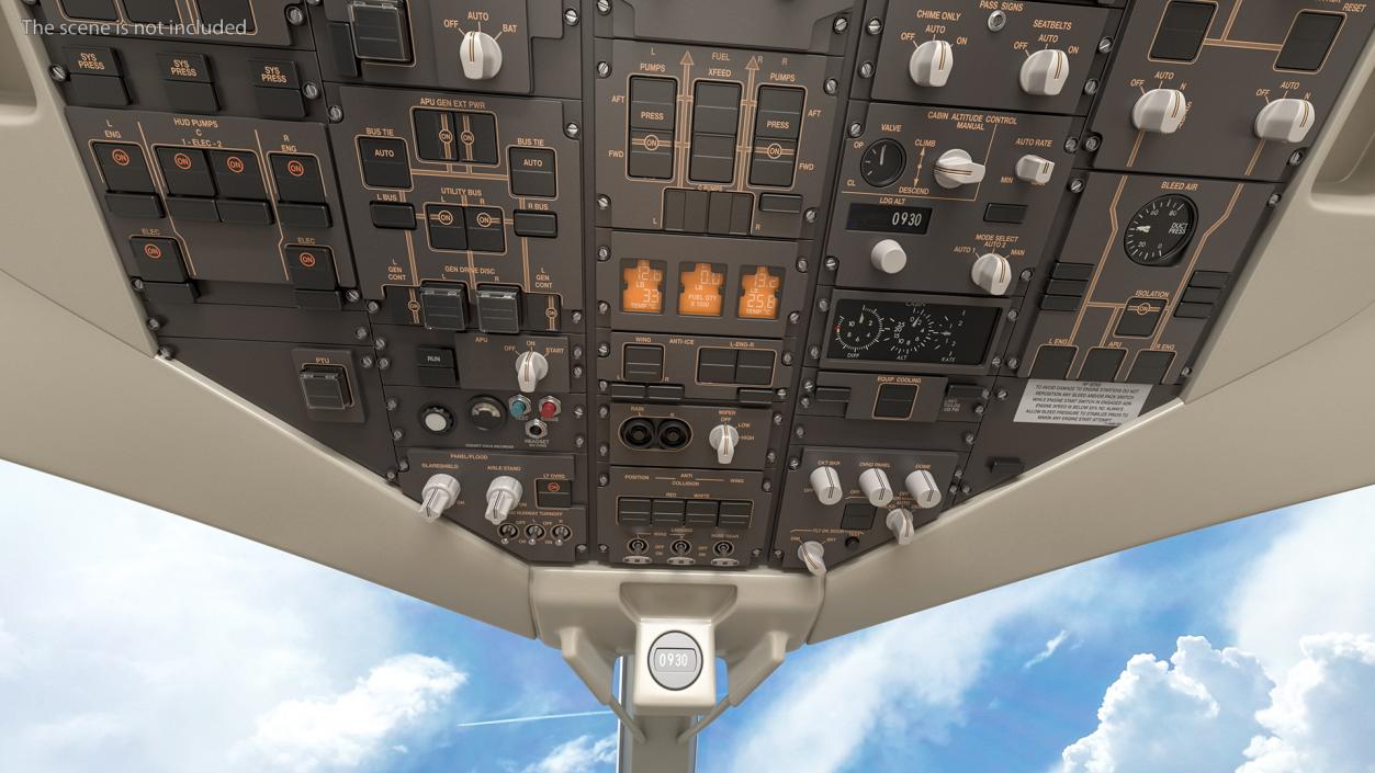 3D Commercial Airplane Pilot Cockpit model