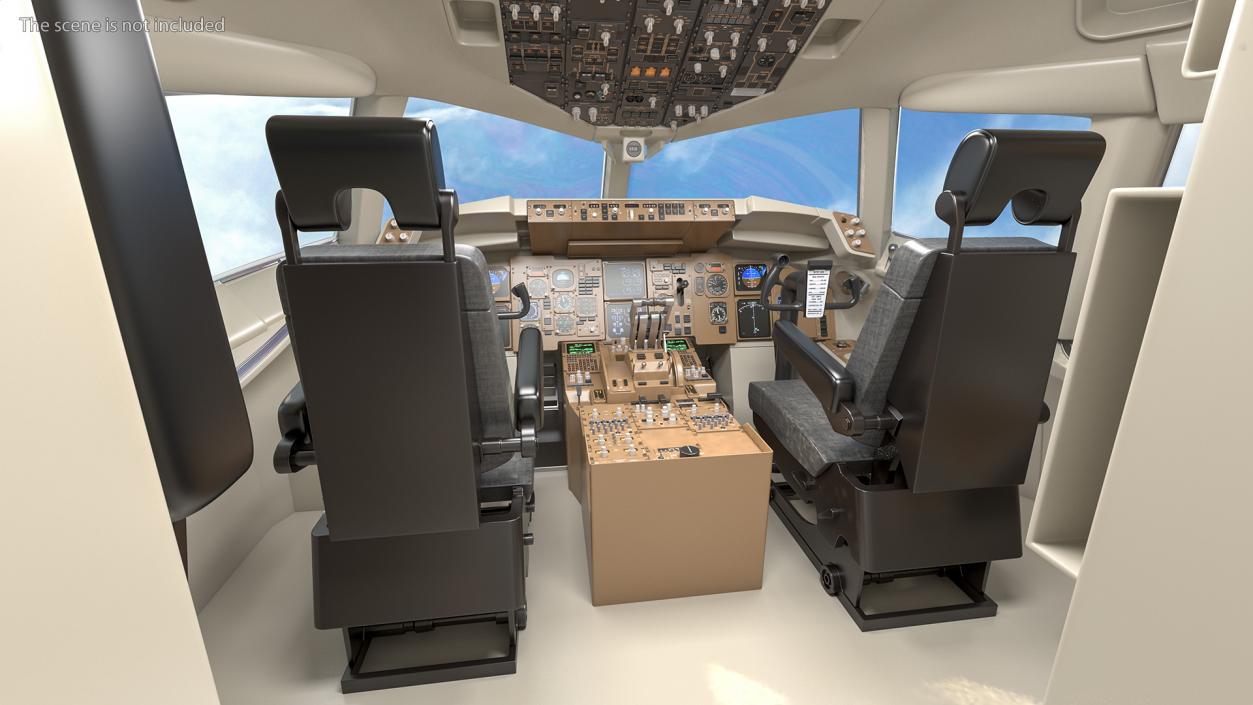 3D Commercial Airplane Pilot Cockpit model