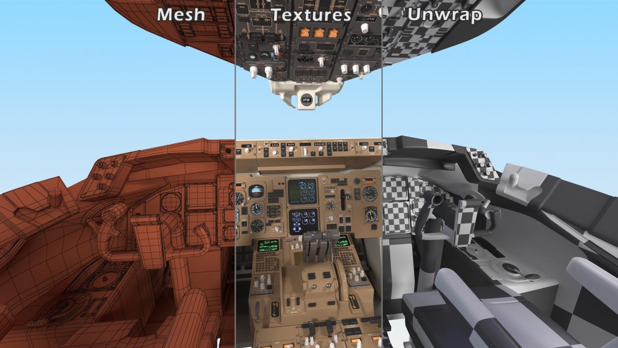 3D Commercial Airplane Pilot Cockpit model