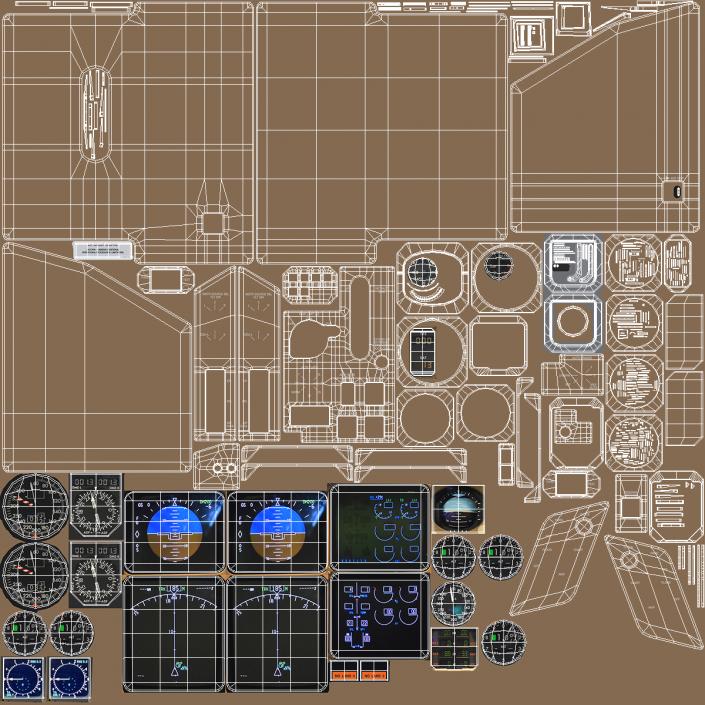 3D Commercial Airplane Pilot Cockpit model