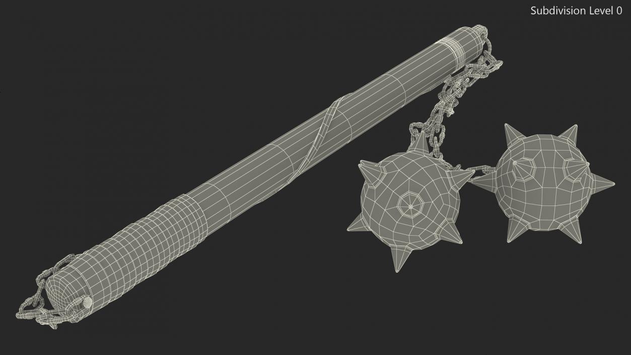 3D Double Ball Medieval Flail