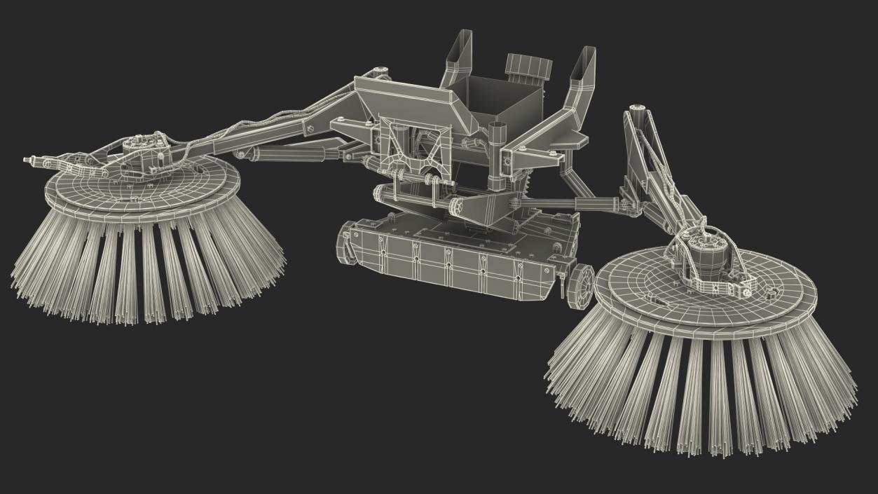 Road Sweeper Brushes Mechanism Rigged 3D