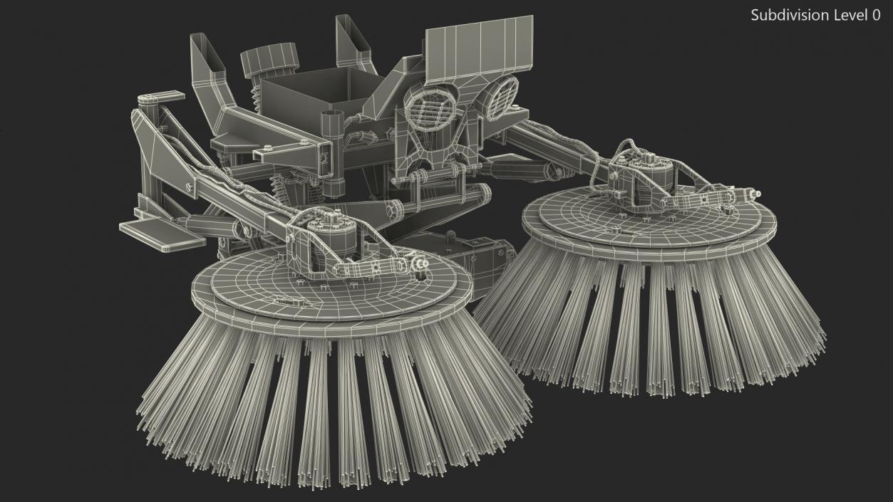 Road Sweeper Brushes Mechanism Rigged 3D