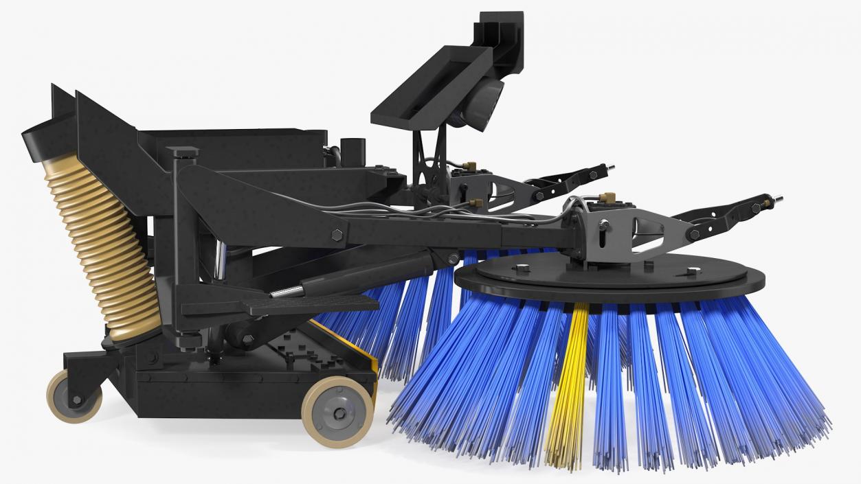 Road Sweeper Brushes Mechanism Rigged 3D