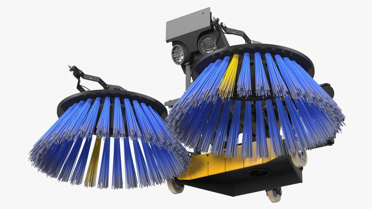 Road Sweeper Brushes Mechanism Rigged 3D