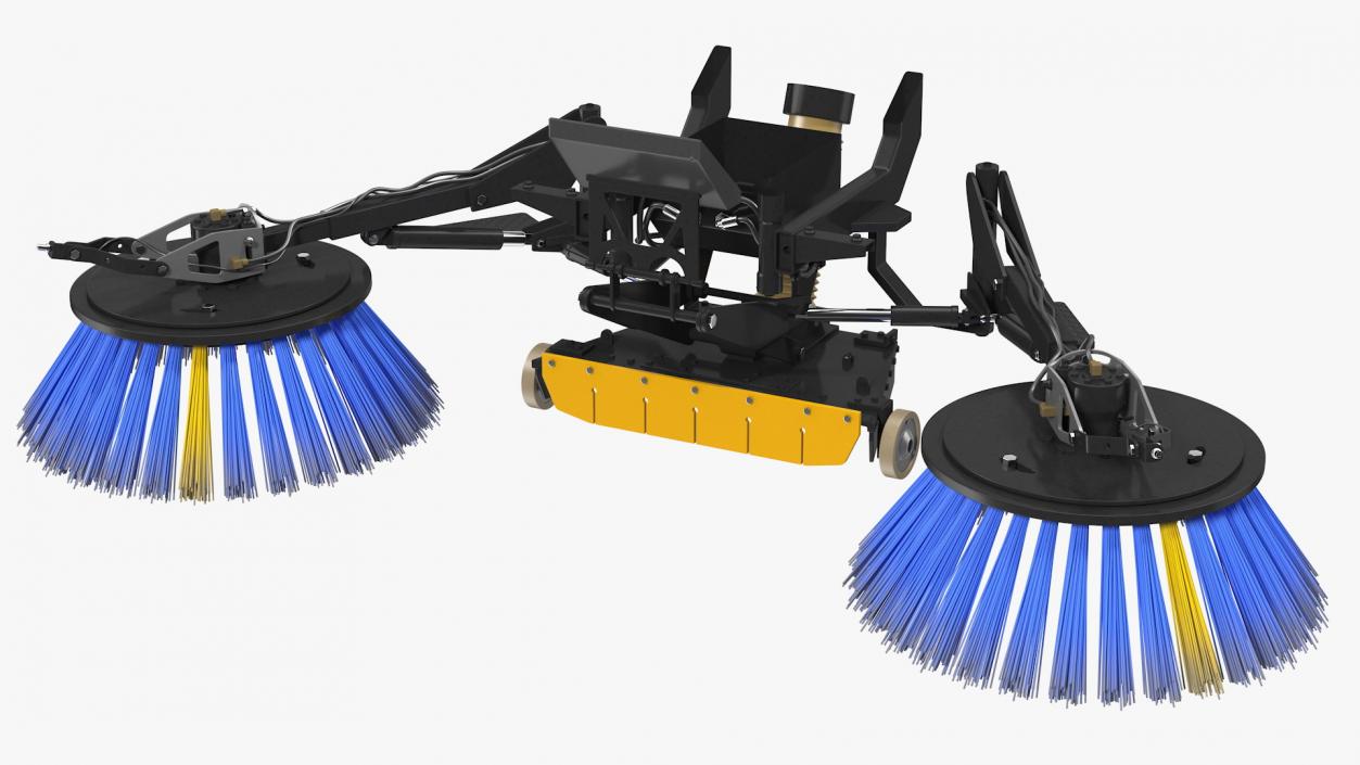 Road Sweeper Brushes Mechanism Rigged 3D