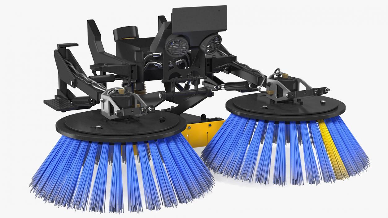 Road Sweeper Brushes Mechanism Rigged 3D