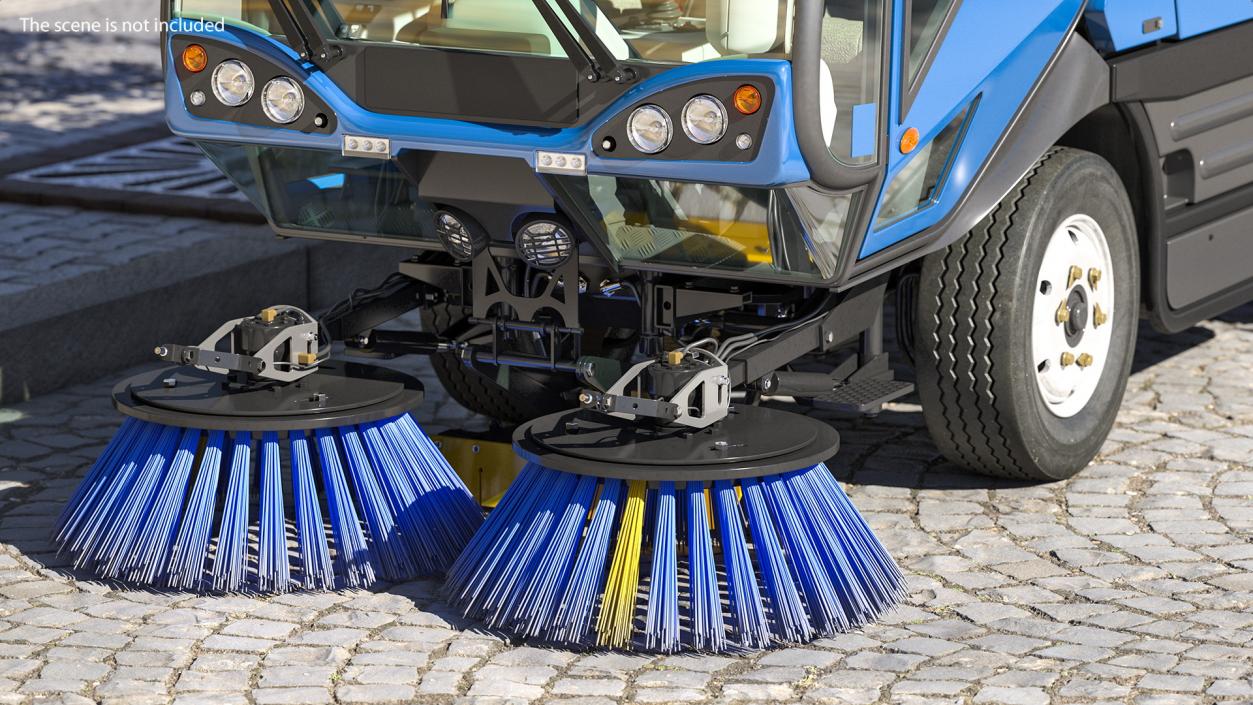 Road Sweeper Brushes Mechanism Rigged 3D