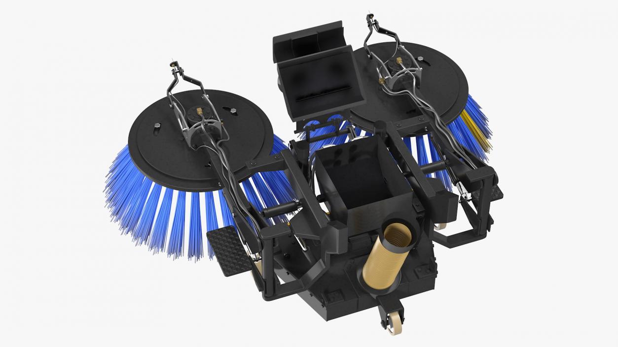 Road Sweeper Brushes Mechanism Rigged 3D